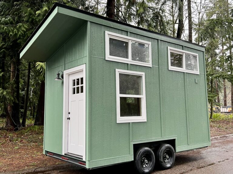 Image of 16' value tiny house on wheels.