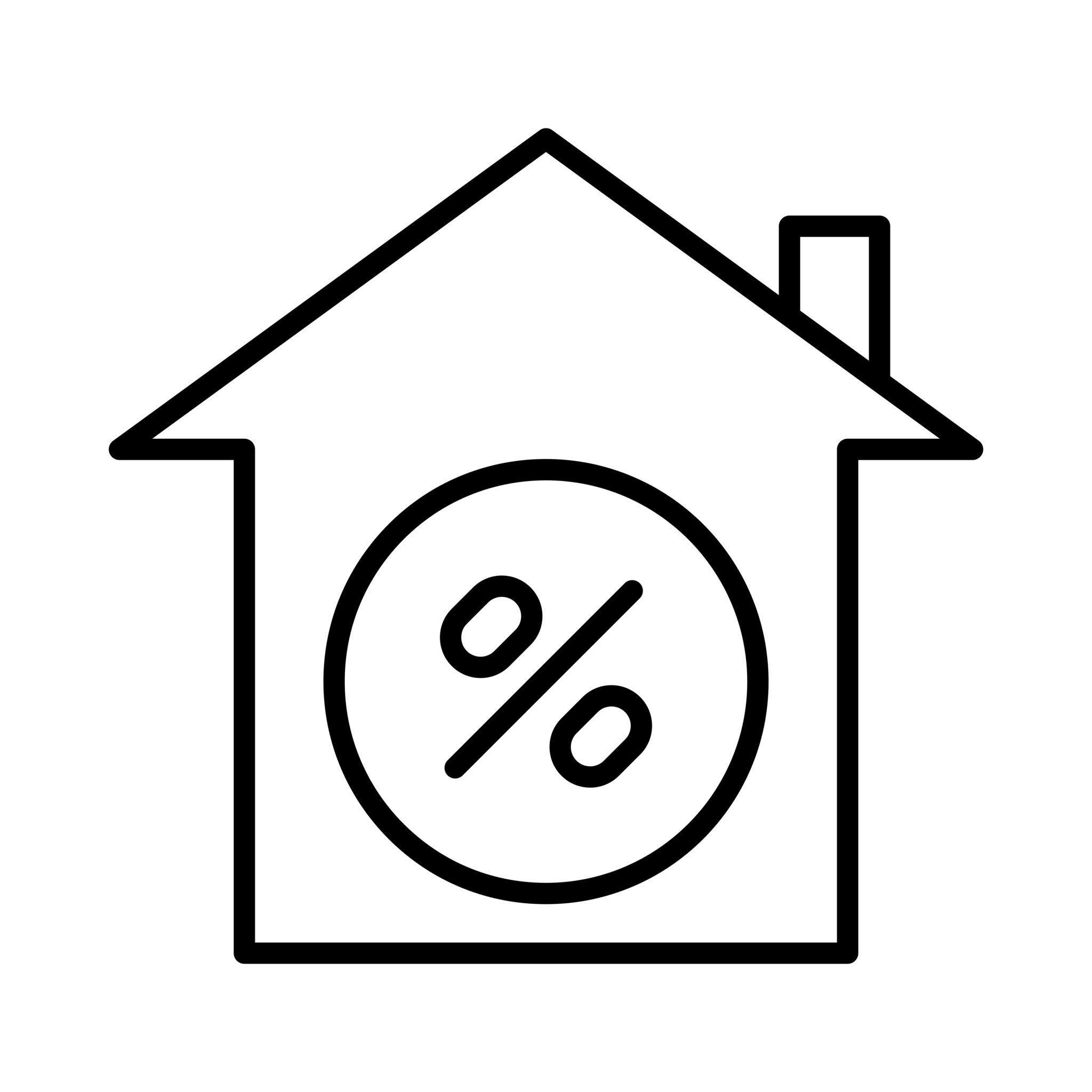 house icon with percentage sign in it.